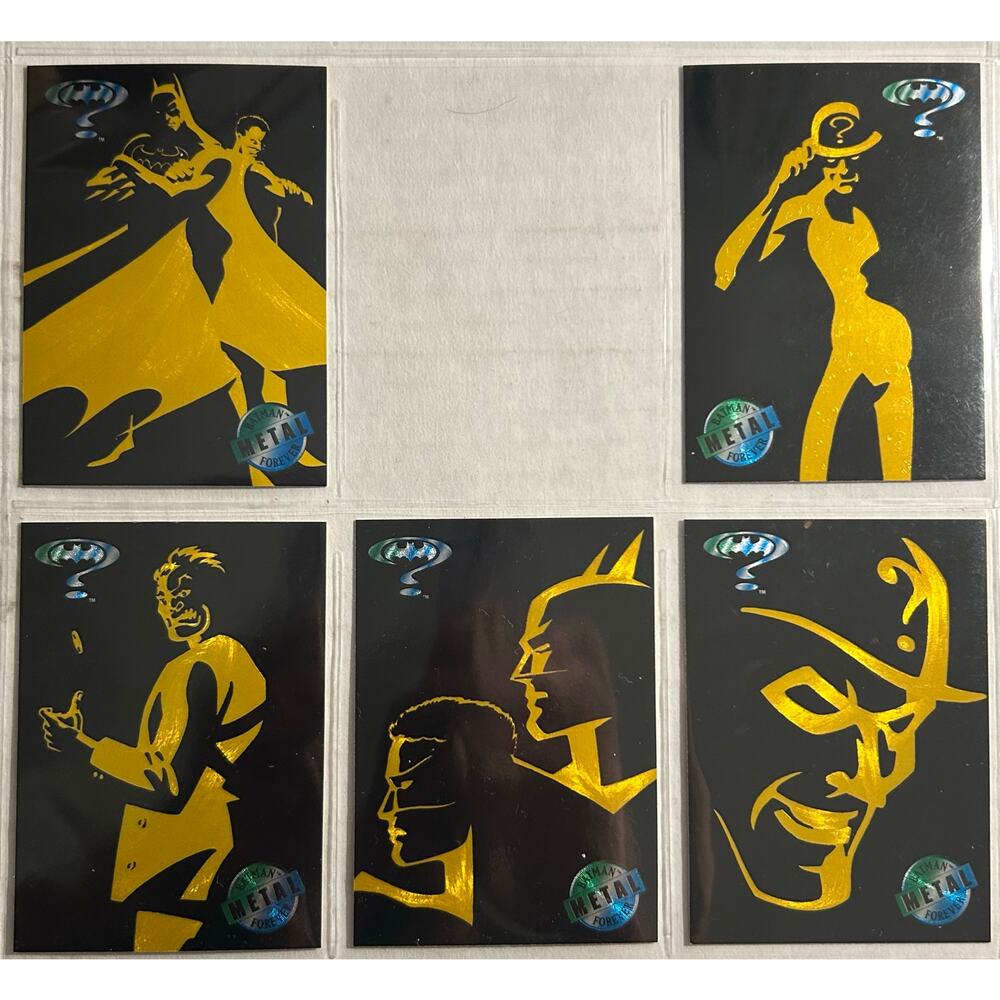 1995 Fleer Batman Forever Gold Blaster Metal Trading Cards Lot of 5